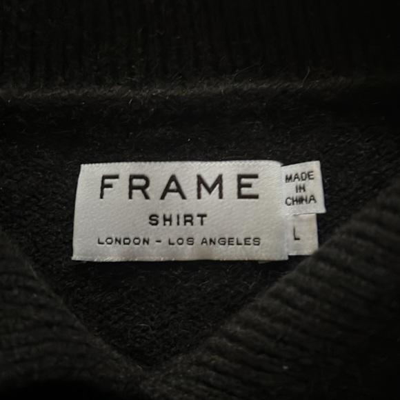 Frame Side Tie Sweater w/ Collar in Black Cashmere Size: Large (L) - Picture 8 of 16